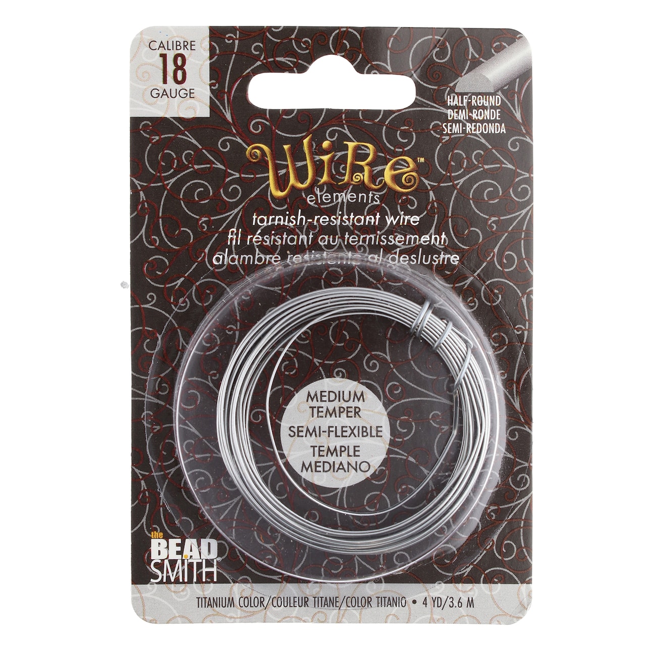 The Beadsmith® Wire Elements™ 18 Gauge Tarnish Resistant Medium Temper Half Round Wire, 4yd.
